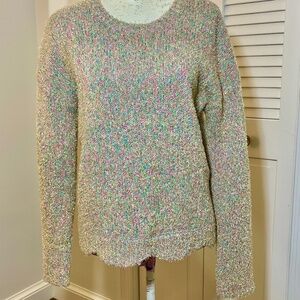 Lilly Pulitzer Metallic Confetti Knit Sweater Scalloped Hem Colorful Top US S